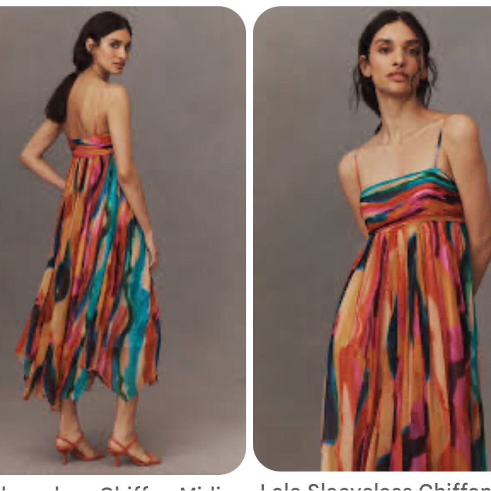 BHLDN Multicolor Striped Midi Dress with Teal Accents - Picture 2 of 10